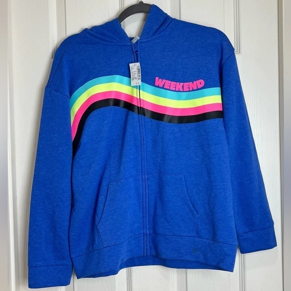 PLACE Girls Rainbow Weekend French Terry Zip-Up Hoodie size 16 XXL